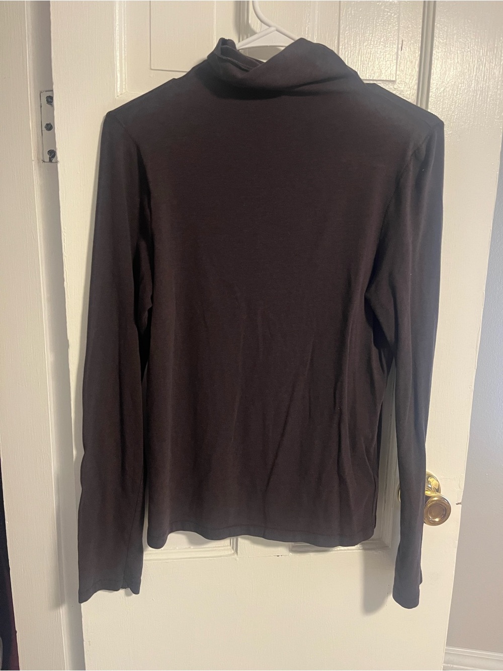 GAP Long Sleeve Turtleneck Top in Dark Brown